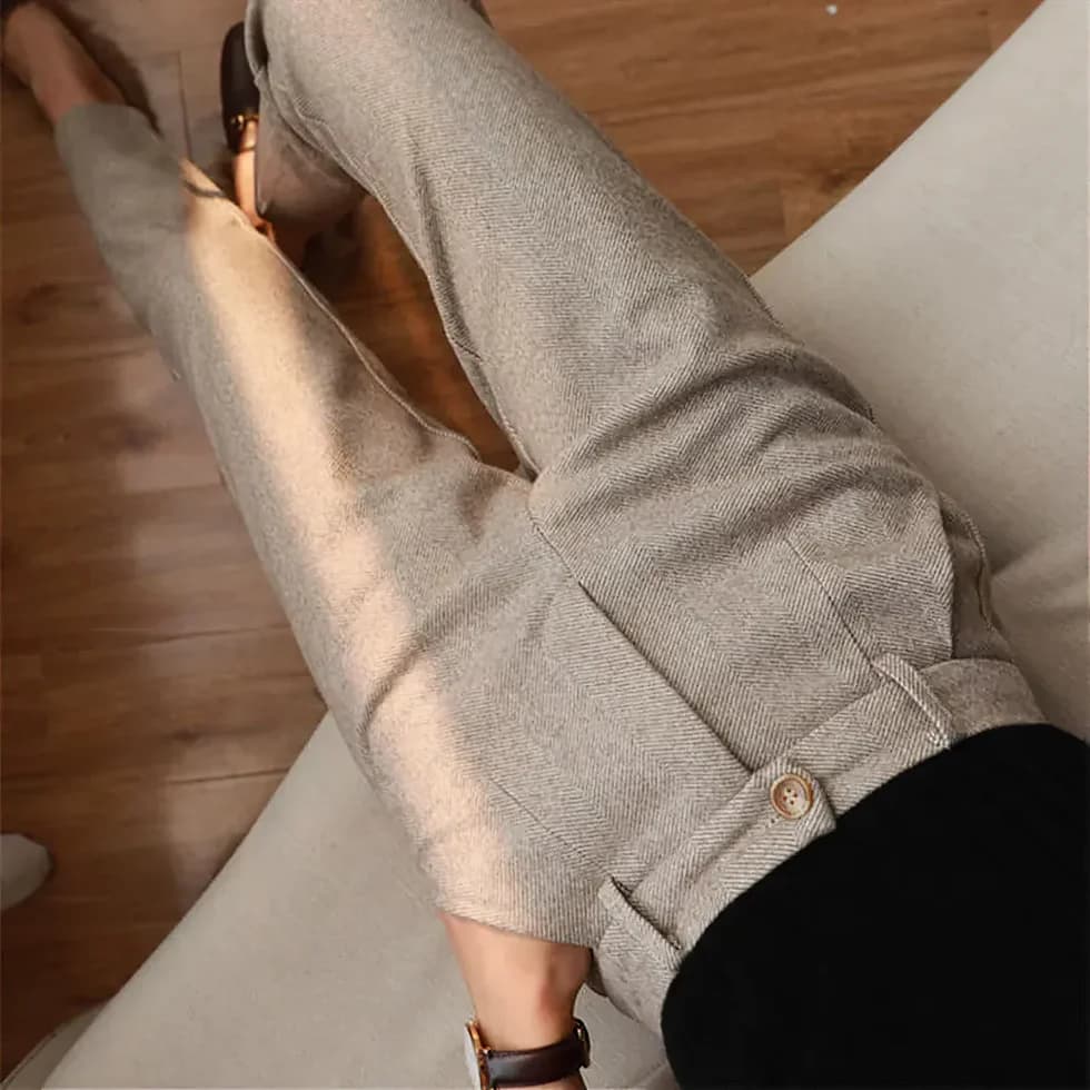 Men's Herringbone Pleated Pants