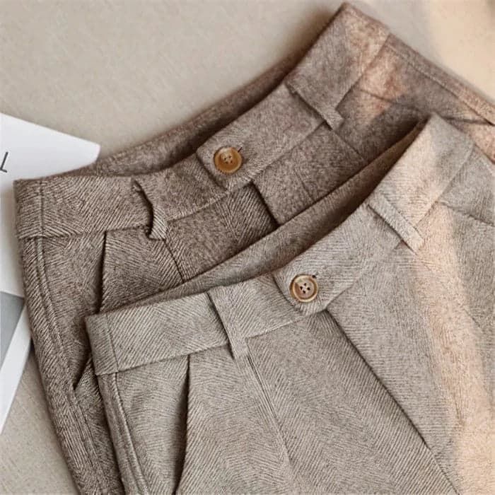 Men's Herringbone Pleated Pants