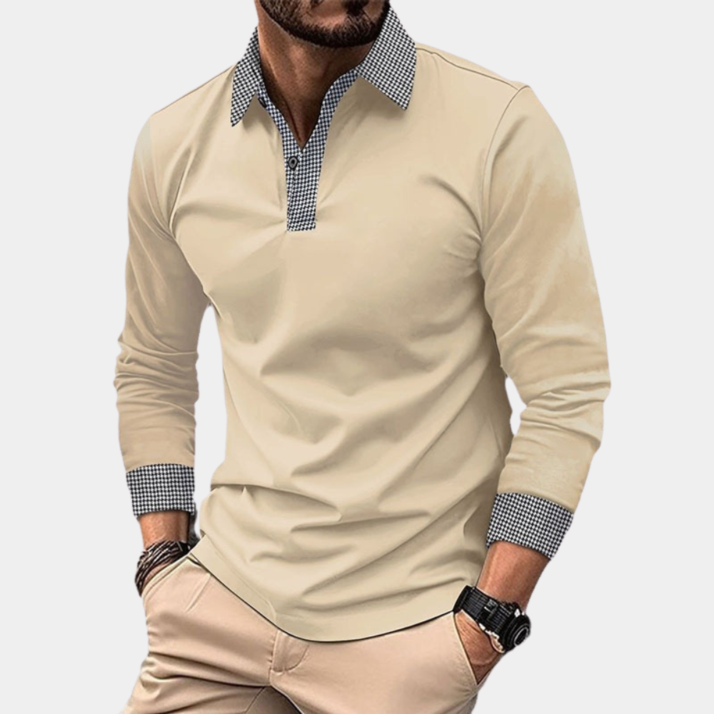 Men's Long Sleeve Polo Shirt, Casual Style