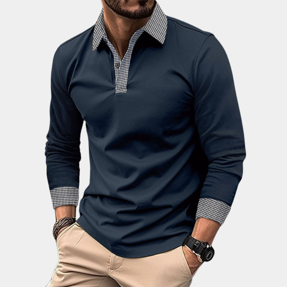 Men's Long Sleeve Polo Shirt, Casual Style