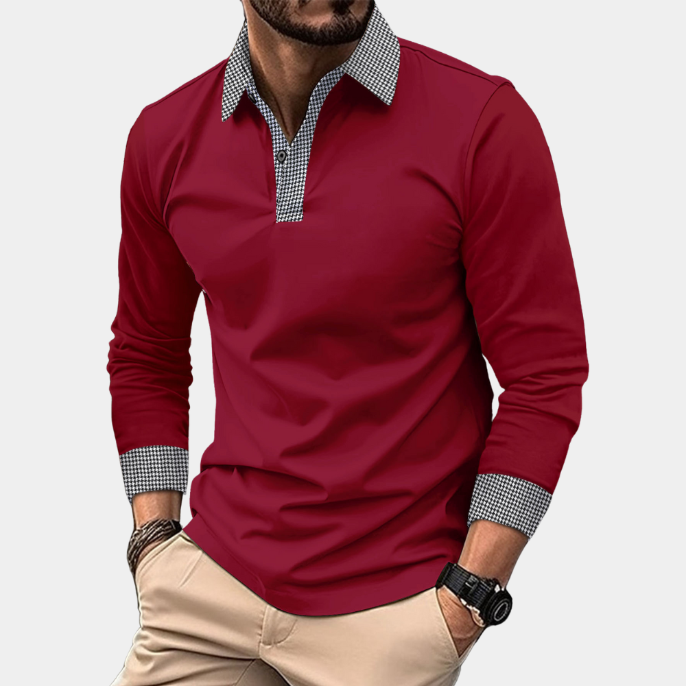 Men's Long Sleeve Polo Shirt, Casual Style