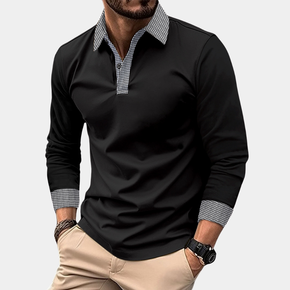 Men's Long Sleeve Polo Shirt, Casual Style