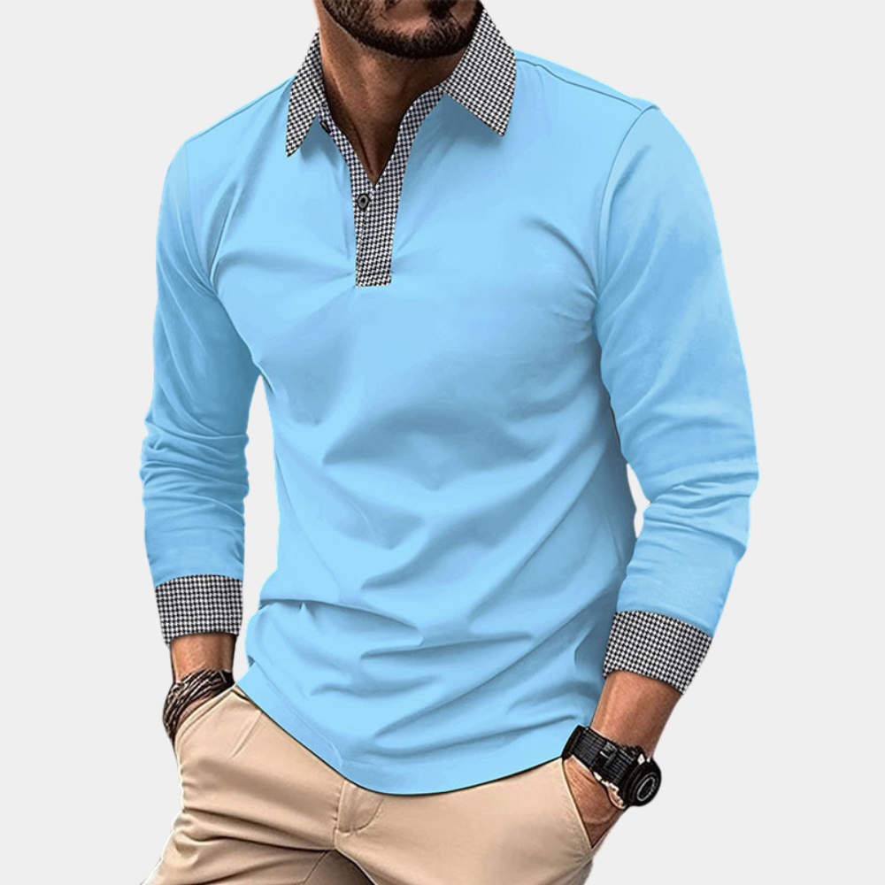 Men's Long Sleeve Polo Shirt, Casual Style