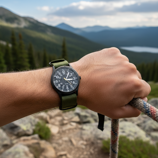 Men's outdoor watch with waterproof and scratch-resistant features – durable stainless steel case and nylon strap