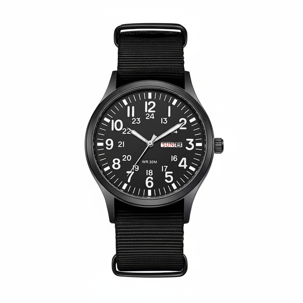 Men's outdoor watch with waterproof and scratch-resistant features – durable stainless steel case and nylon strap