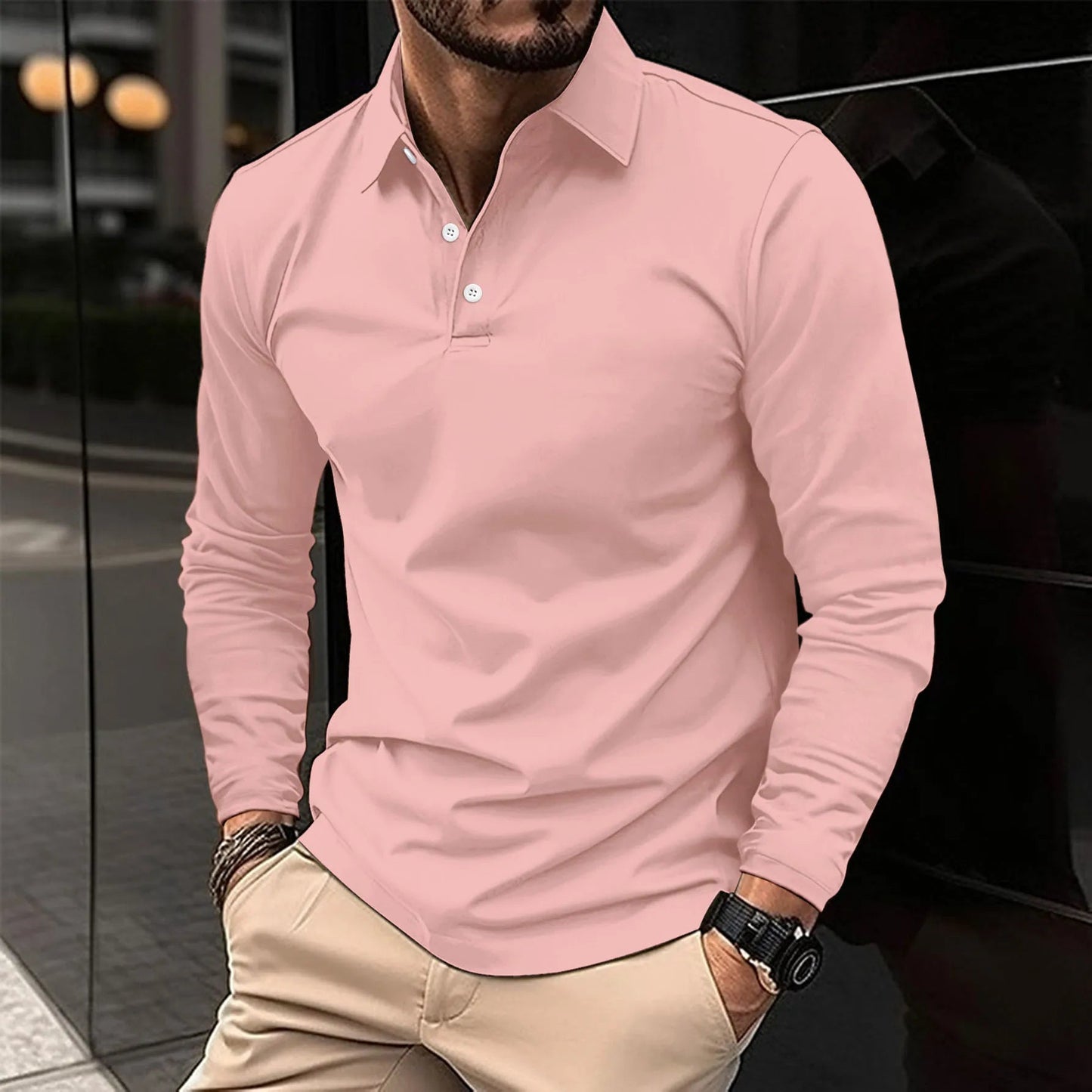 Men's Polo Shirt with Long Sleeves – Stylish & Comfortable