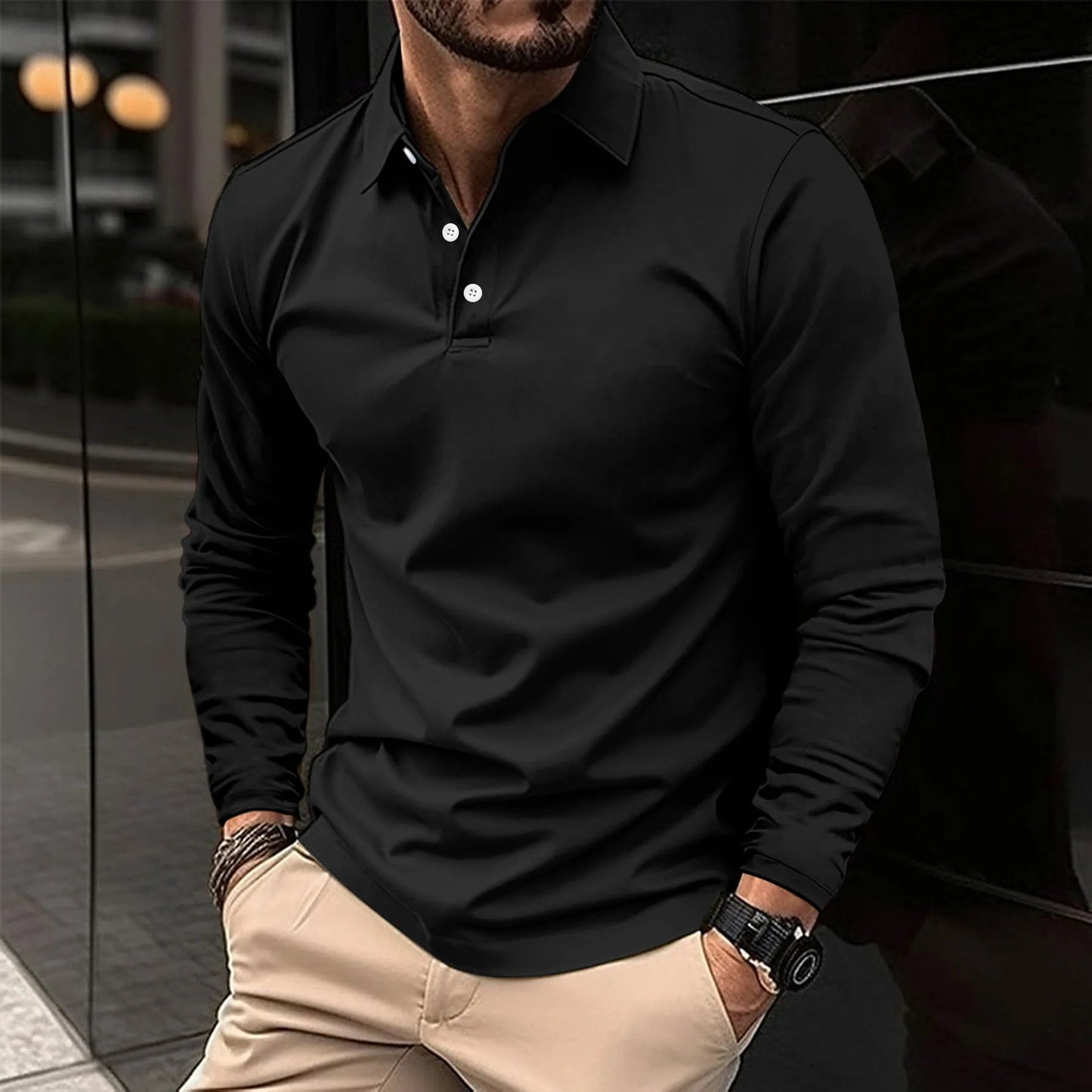 Men's Polo Shirt with Long Sleeves – Stylish & Comfortable