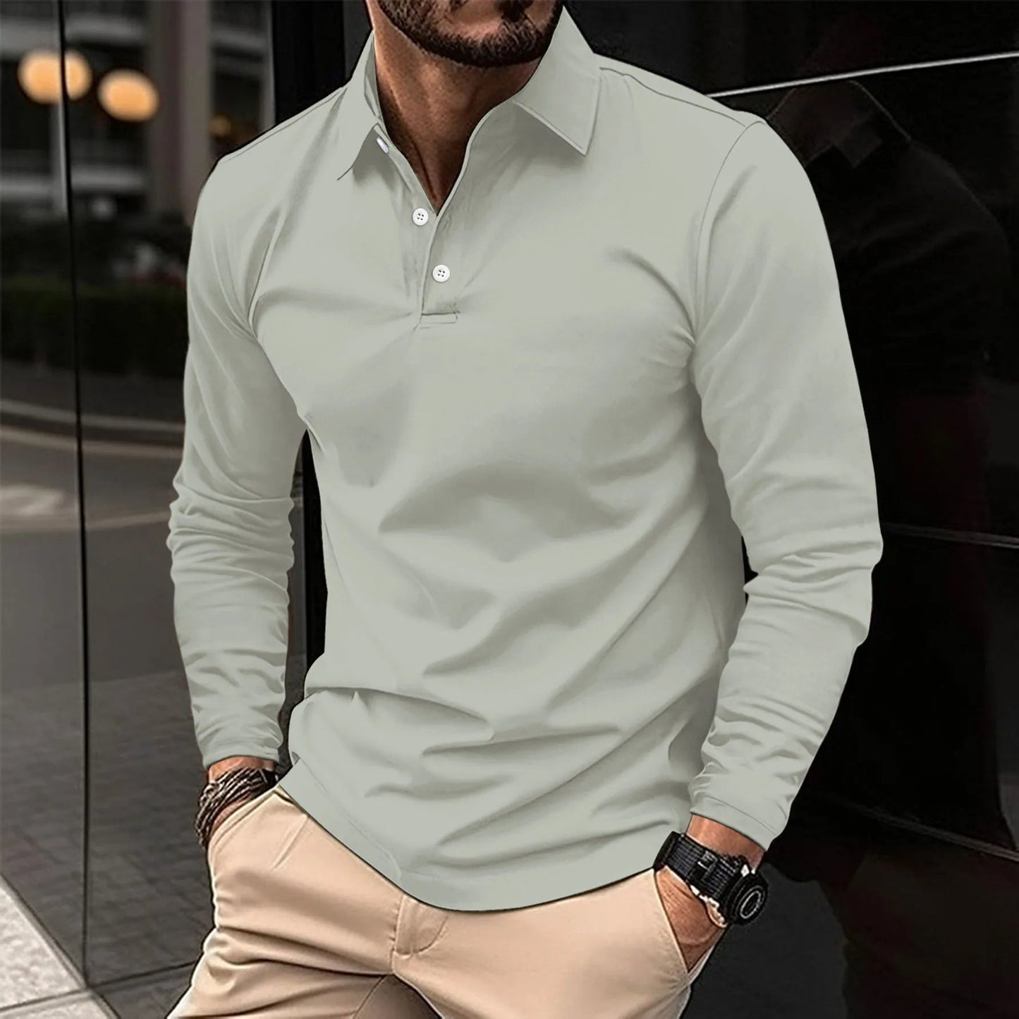 Men's Polo Shirt with Long Sleeves – Stylish & Comfortable