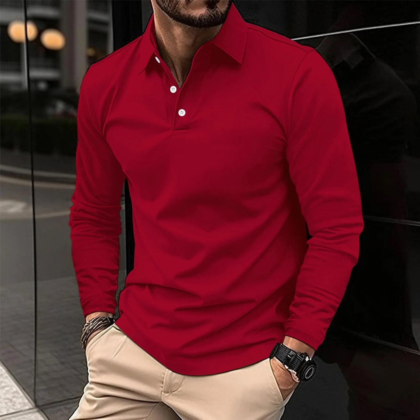 Men's Polo Shirt with Long Sleeves – Stylish & Comfortable