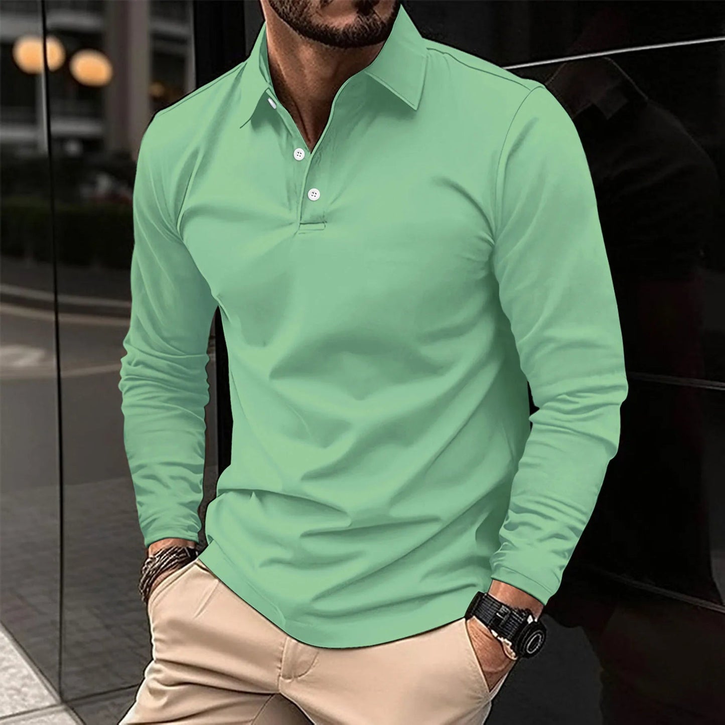 Men's Polo Shirt with Long Sleeves – Stylish & Comfortable