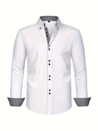 Men's Shirt | Elegant Double-Breasted | Contrast Cuffs