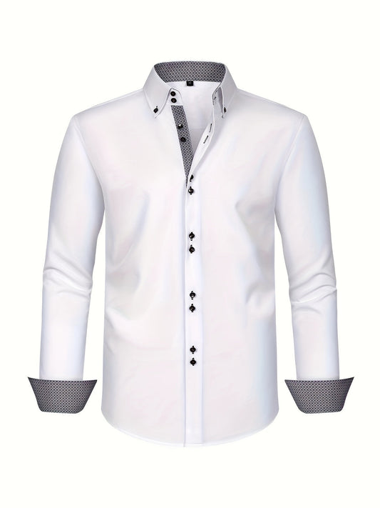 Men's Shirt | Elegant Double-Breasted | Contrast Cuffs