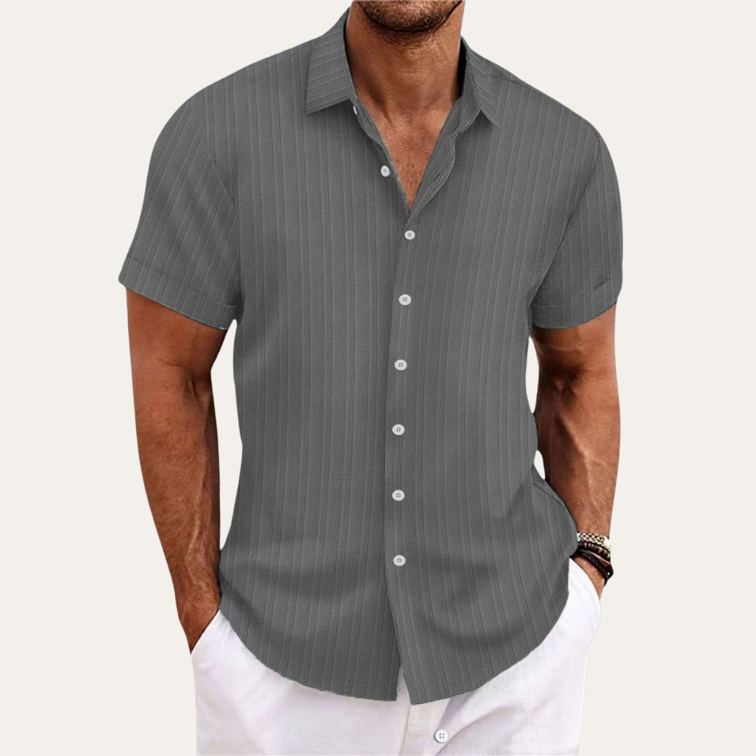 Men's Short Sleeve Shirt with Button Closure