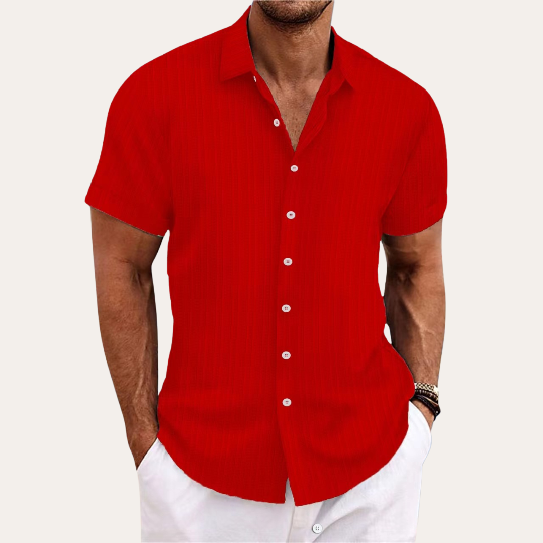 Men's Short Sleeve Shirt with Button Closure