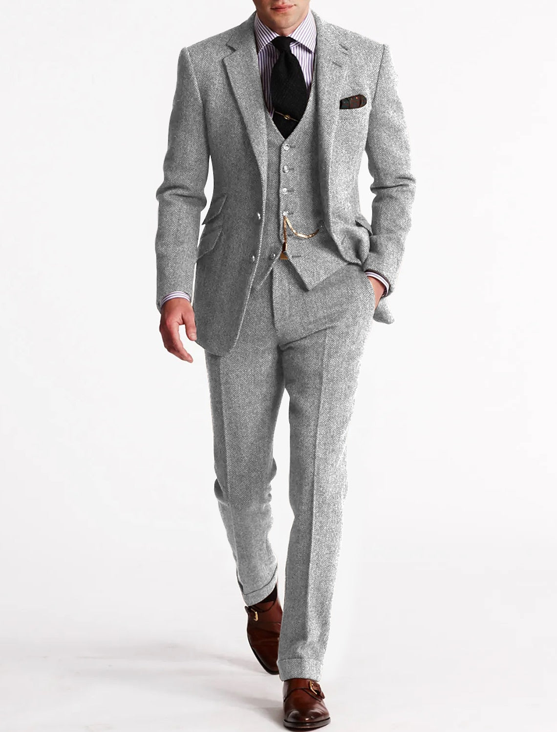 Men's Suit Set - Elegant Three-Piece for Style-Conscious