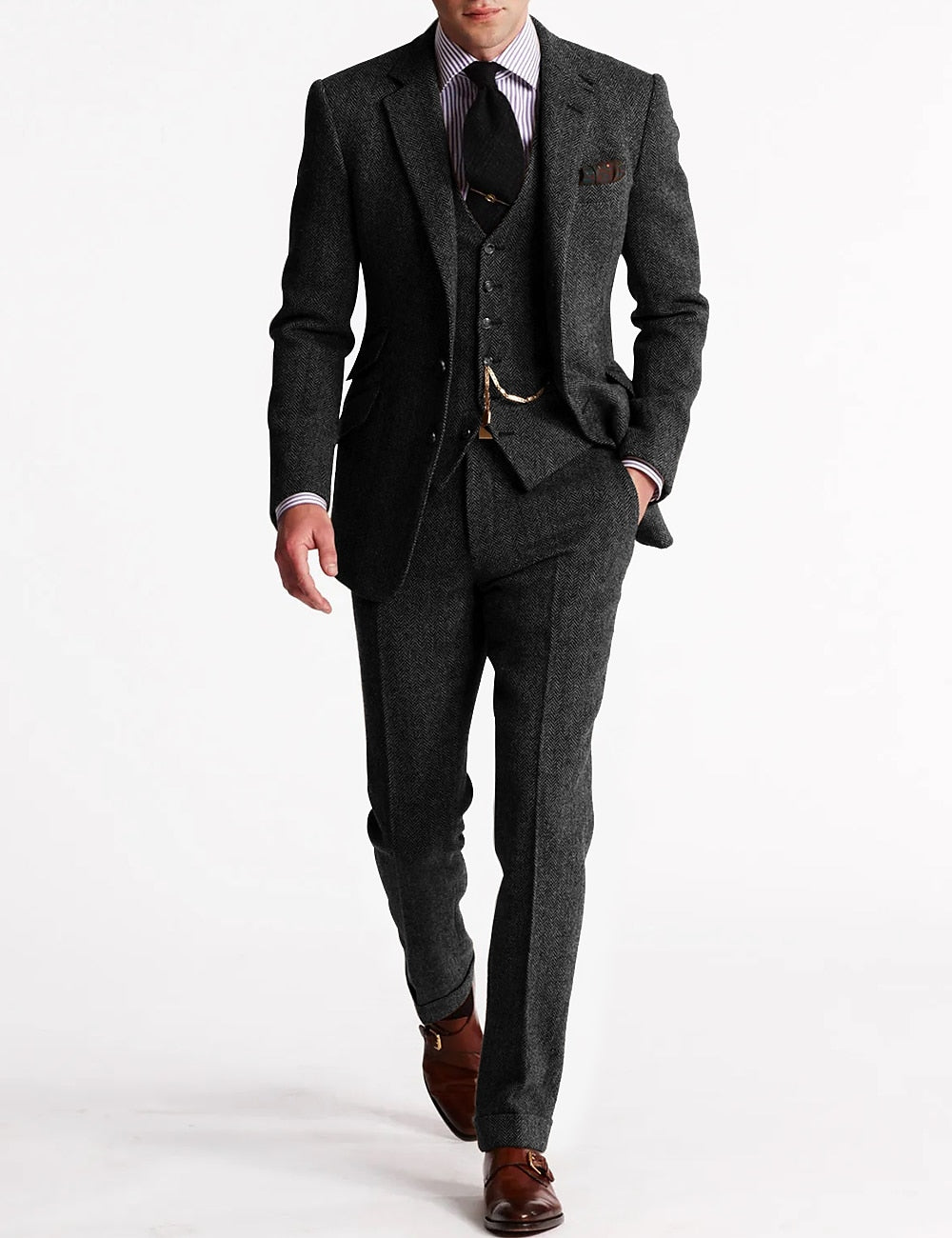 Men's Suit Set - Elegant Three-Piece for Style-Conscious