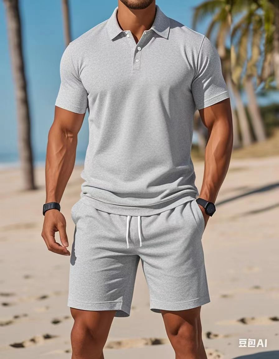 Men's Summer Set Polo and Shorts Tone-on-Tone Structure