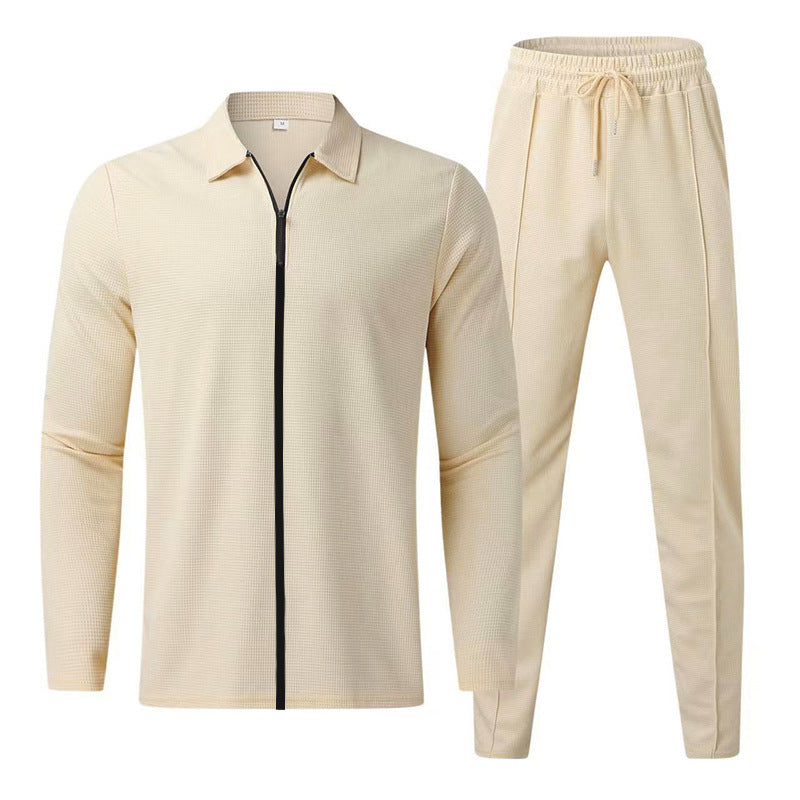 Men's tracksuit with modern zipper and elastic waistband