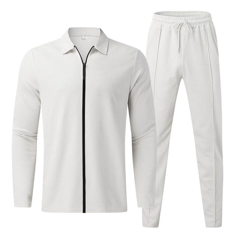 Men's tracksuit with modern zipper and elastic waistband
