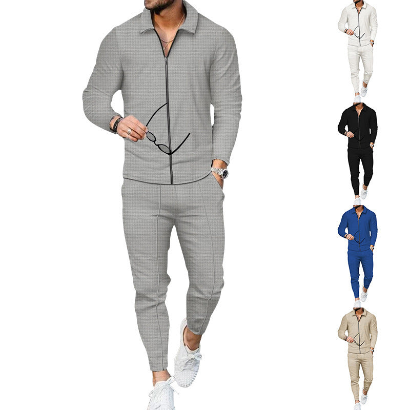 Men's tracksuit with modern zipper and elastic waistband