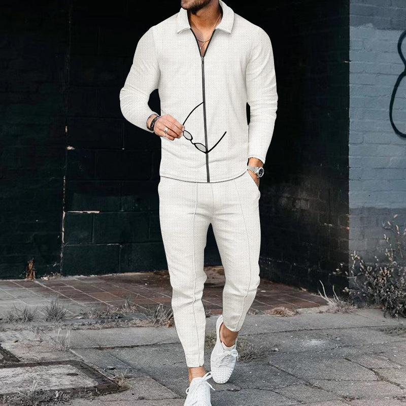 Men's tracksuit with modern zipper and elastic waistband