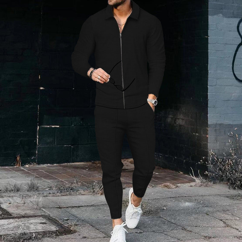Men's tracksuit with modern zipper and elastic waistband