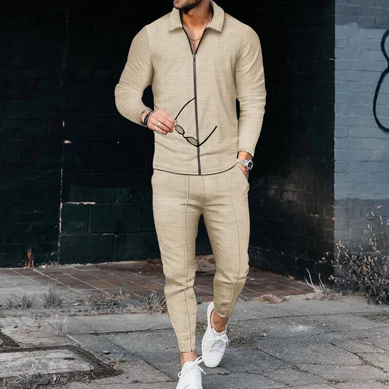 Men's tracksuit with modern zipper and elastic waistband
