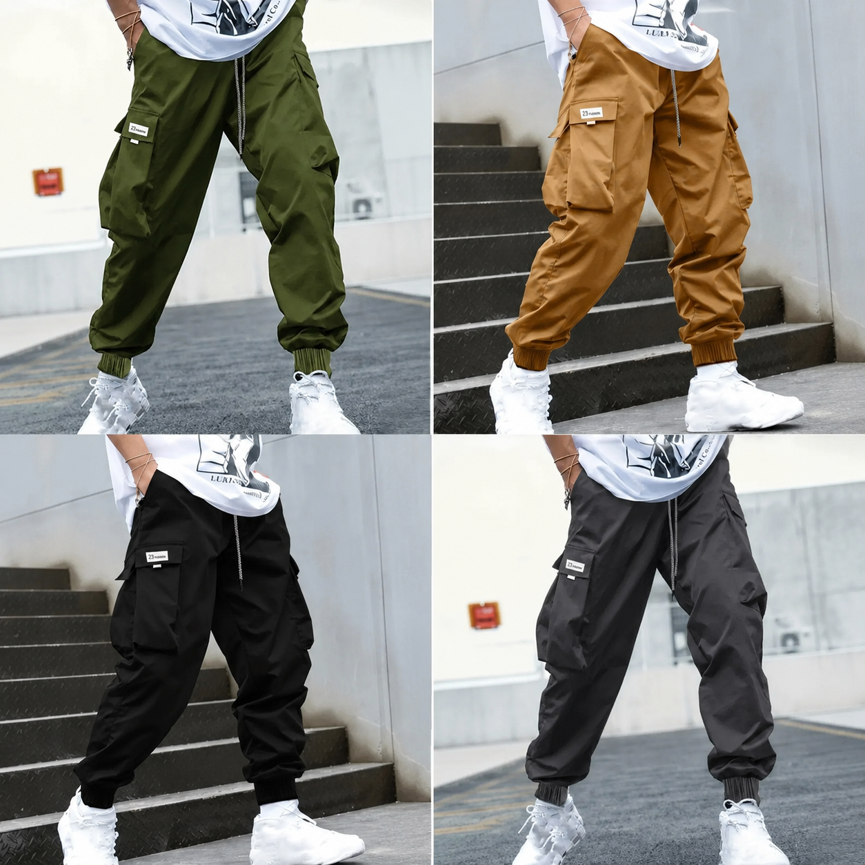 Men's Trendy Cargo Pants in Stretch Fabric for Casual Style