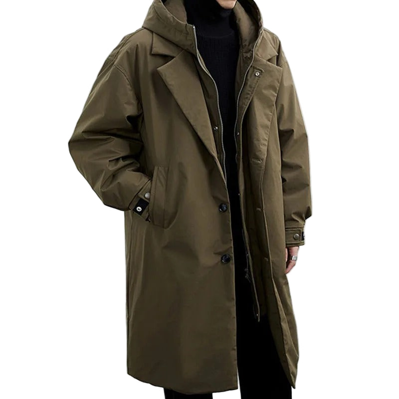 Men's Waterproof Trench Coat Puffer Jacket