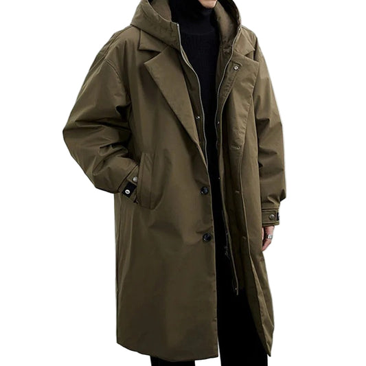 Men's Waterproof Trench Coat Puffer Jacket