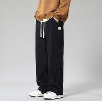 Men's Wide Leg Pants – Loose Fit, Elastic Waist, Soft Material, Brown or Light Gray
