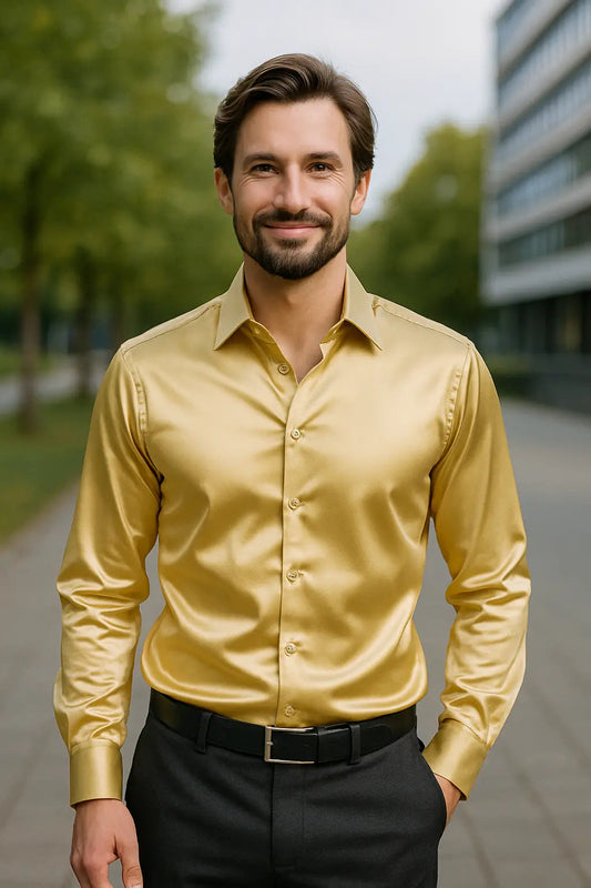 Men Slim Fit Shirt with Long Sleeves for Parties