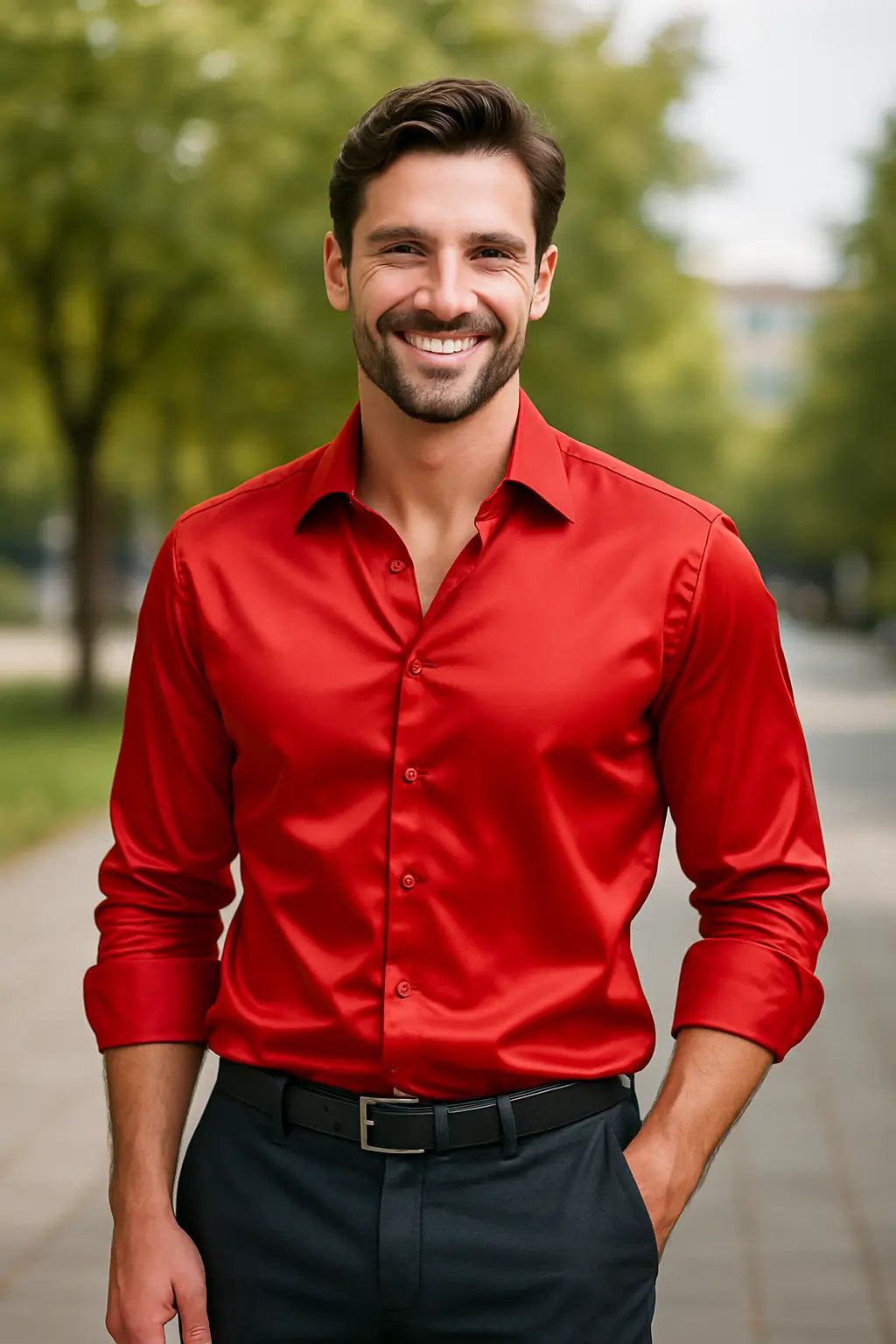 Men Slim Fit Shirt with Long Sleeves for Parties
