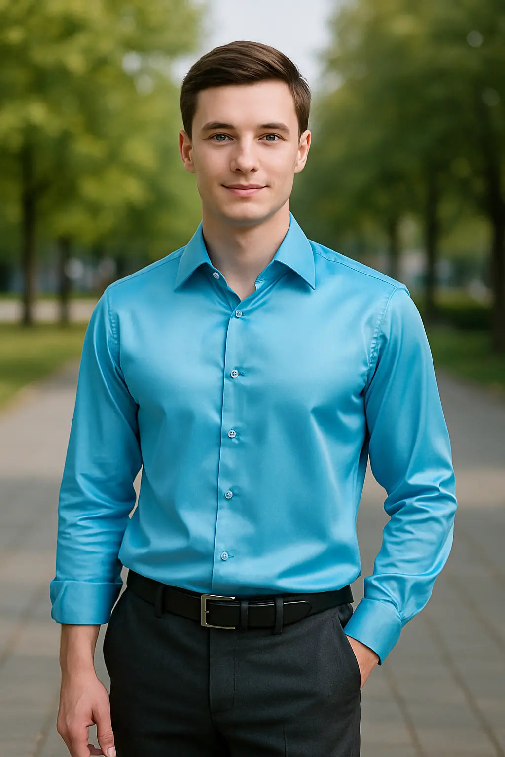 Men Slim Fit Shirt with Long Sleeves for Parties