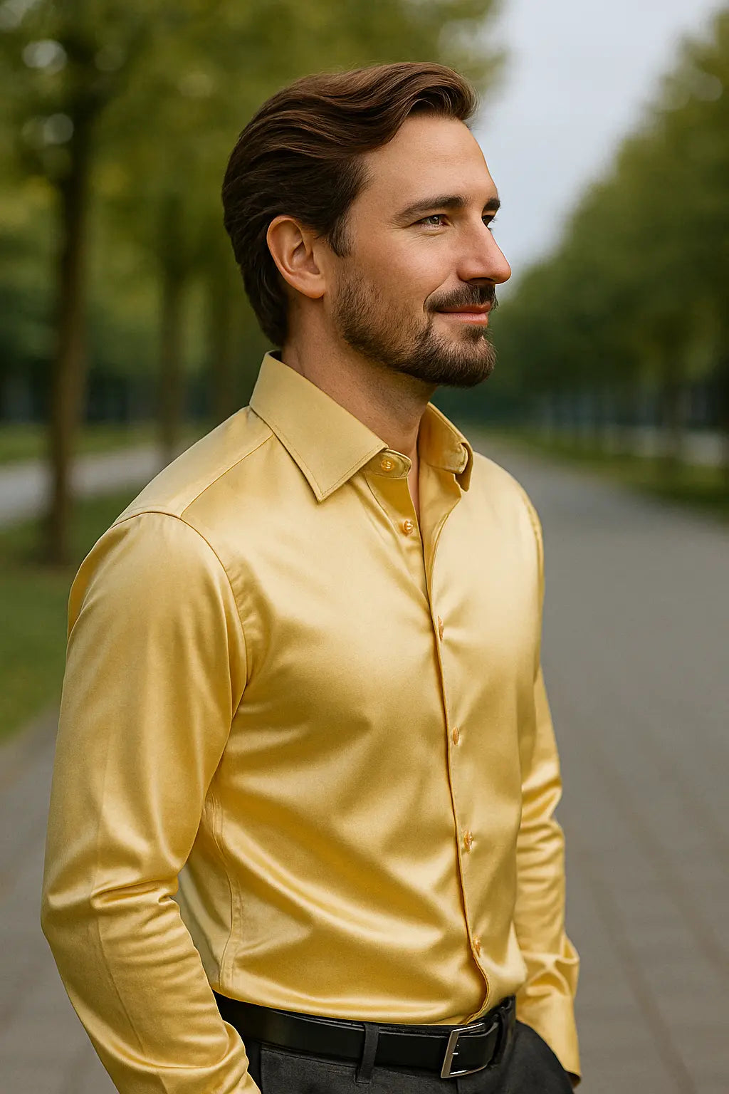 Men Slim Fit Shirt with Long Sleeves for Parties