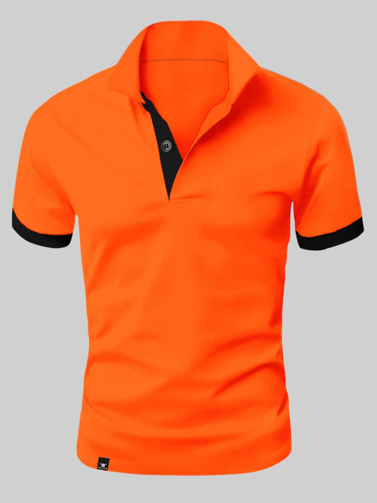 Men Slim Fit T-shirt with Stylish Button Closure