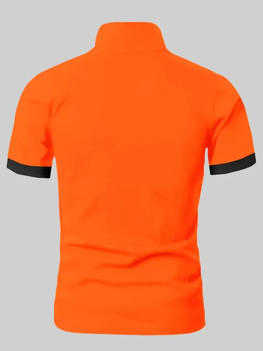 Men Slim Fit T-shirt with Stylish Button Closure