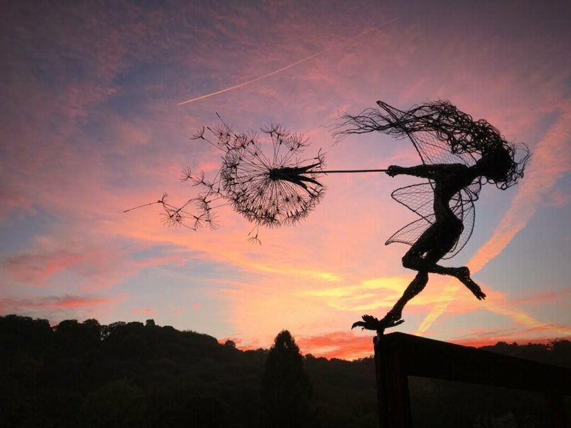 Metal Fairy Garden Decor with Dandelion Stakes