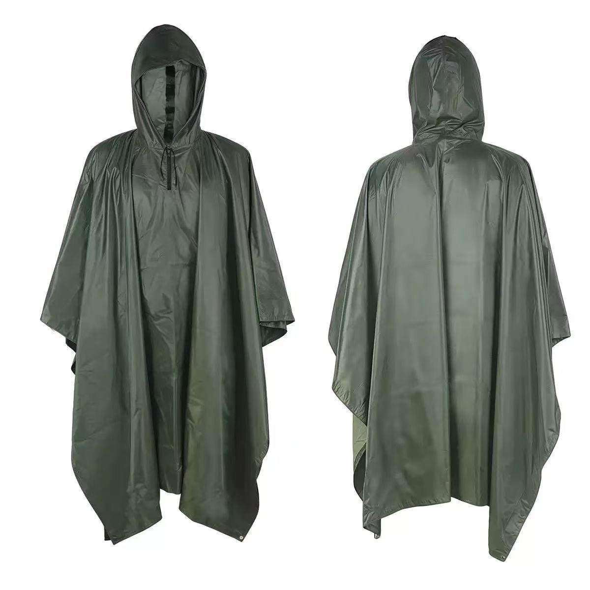 Military Style Hooded Rain Poncho
