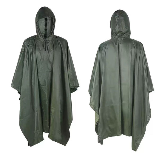 Military Style Hooded Rain Poncho