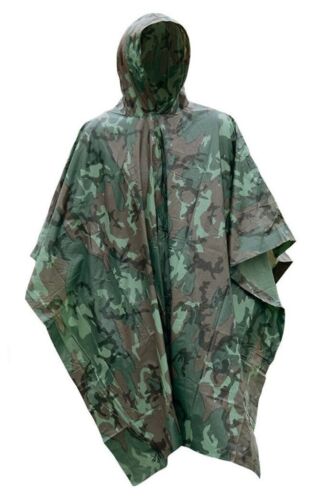 Military Style Hooded Rain Poncho