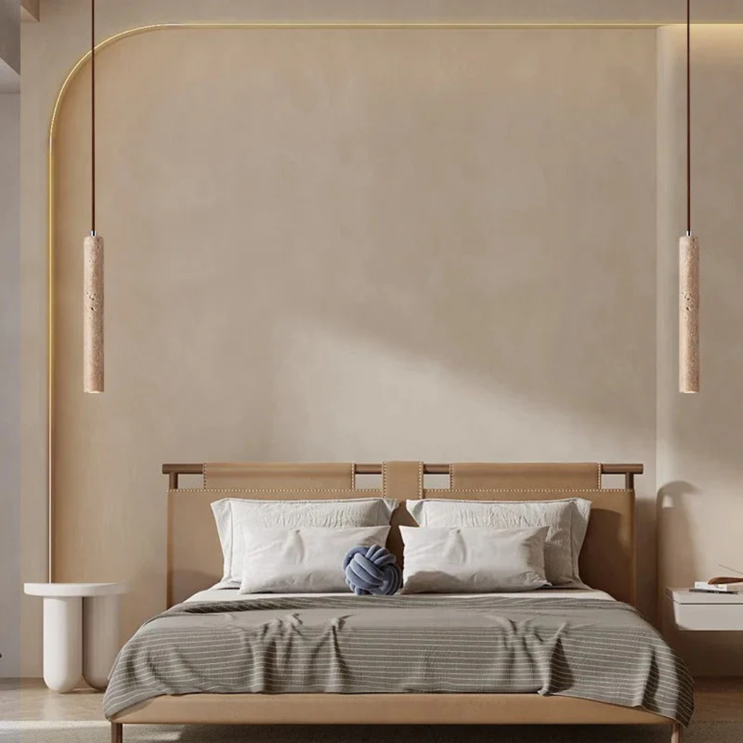 Minimalist Travertine Wabi-Sabi Style LED Chandelier