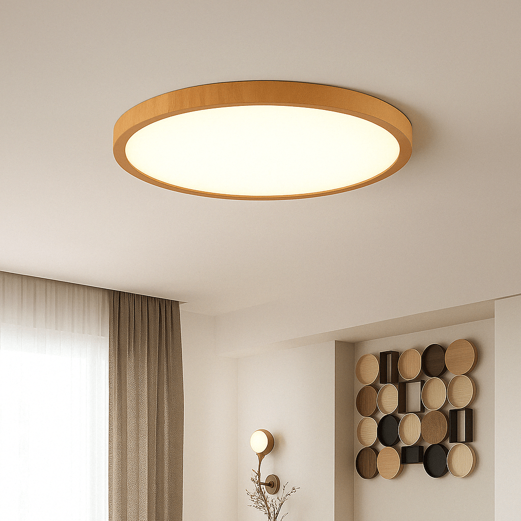 Modern Circular Ultrathin Wooden LED Ceiling Light Fixture