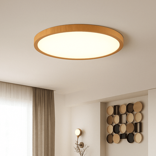 Modern Circular Ultrathin Wooden LED Ceiling Light Fixture