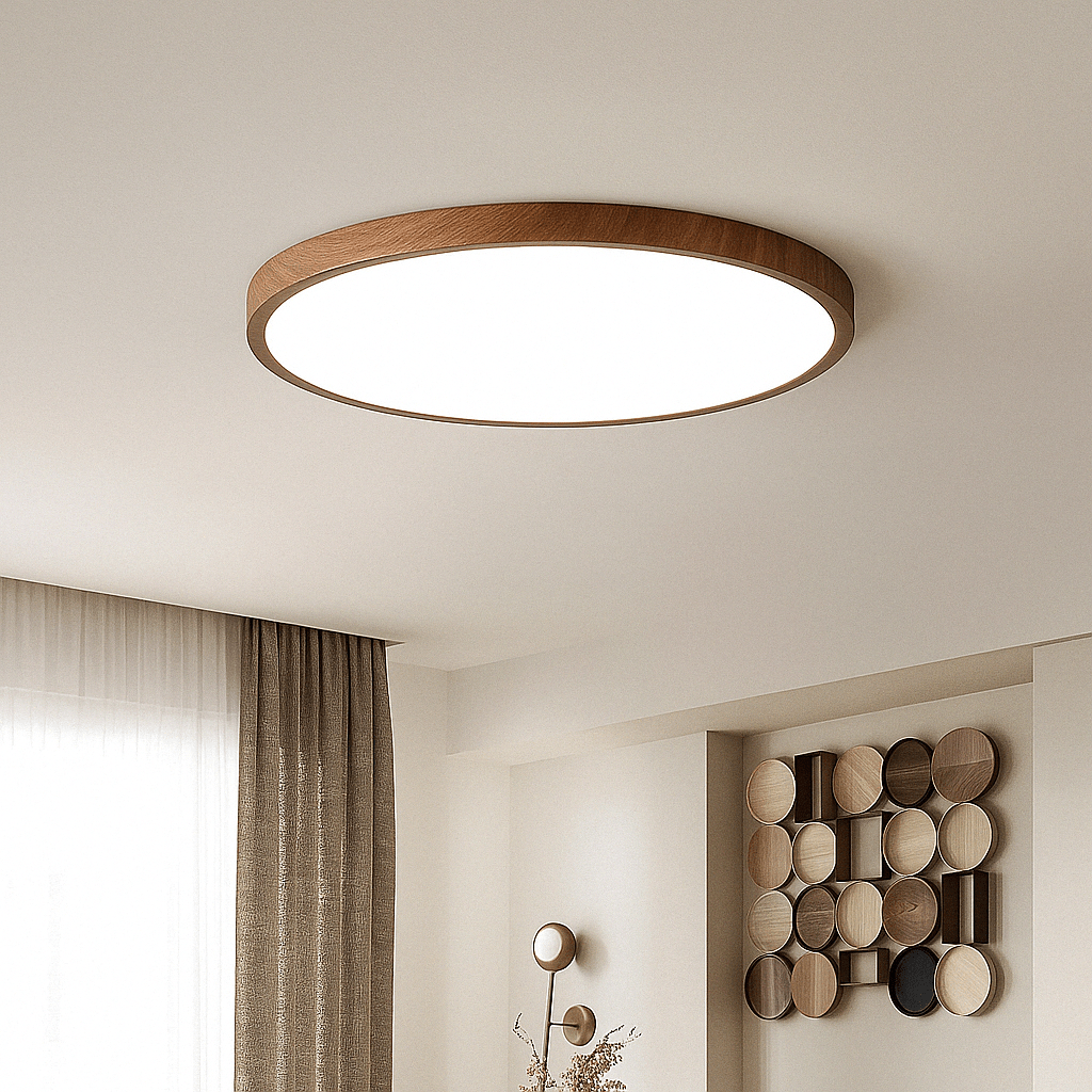 Modern Circular Ultrathin Wooden LED Ceiling Light Fixture