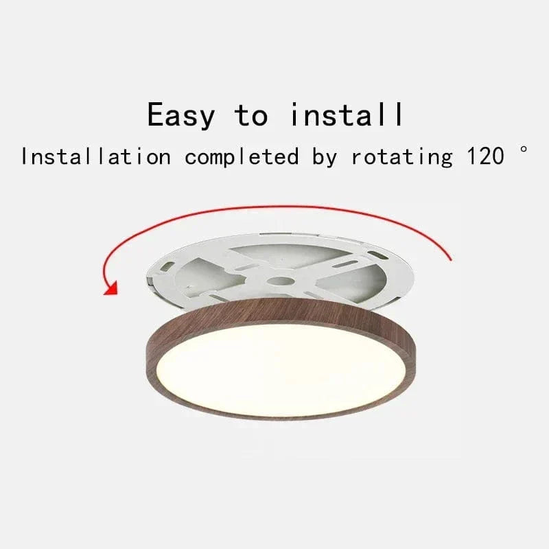 Modern Circular Ultrathin Wooden LED Ceiling Light Fixture