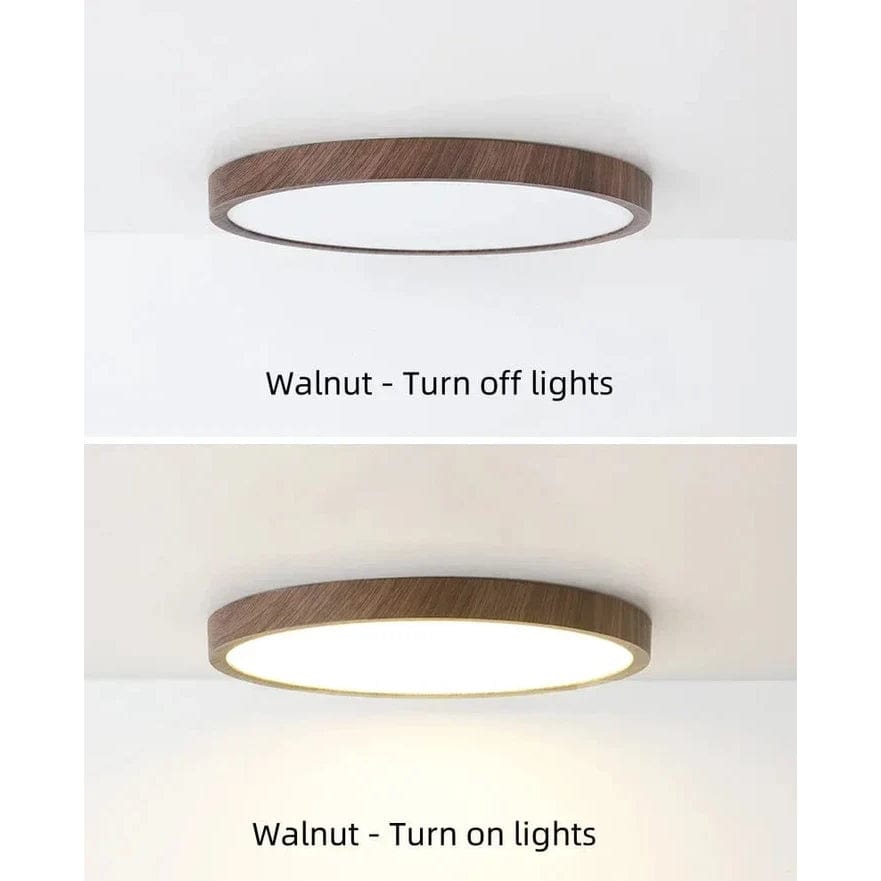 Modern Circular Ultrathin Wooden LED Ceiling Light Fixture