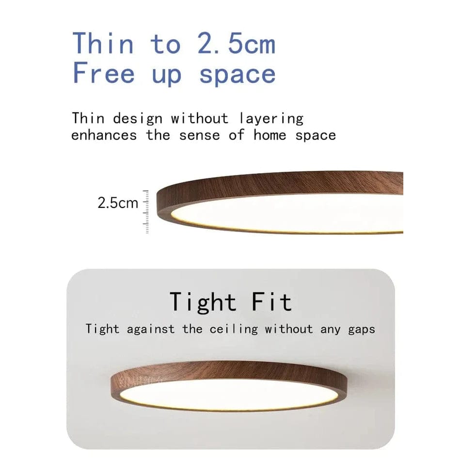 Modern Circular Ultrathin Wooden LED Ceiling Light Fixture