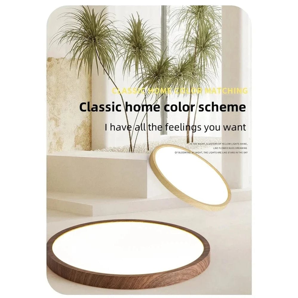 Modern Circular Ultrathin Wooden LED Ceiling Light Fixture