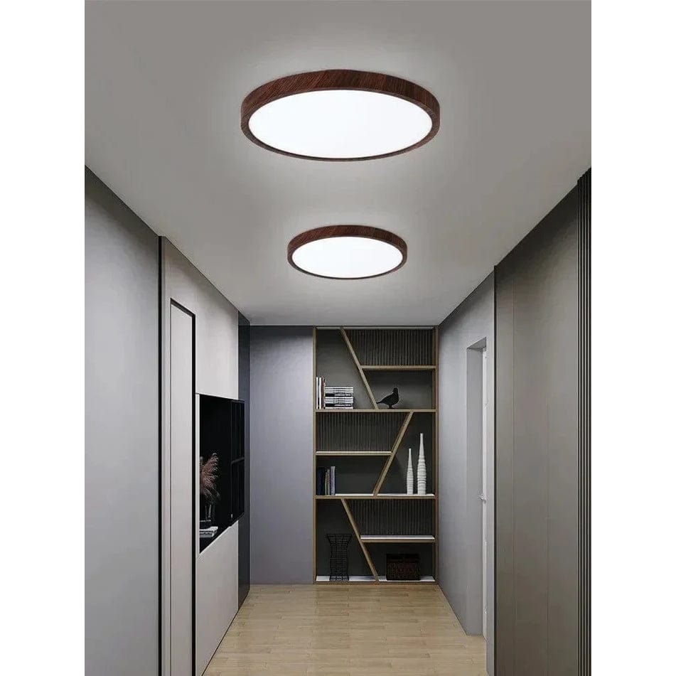 Modern Circular Ultrathin Wooden LED Ceiling Light Fixture